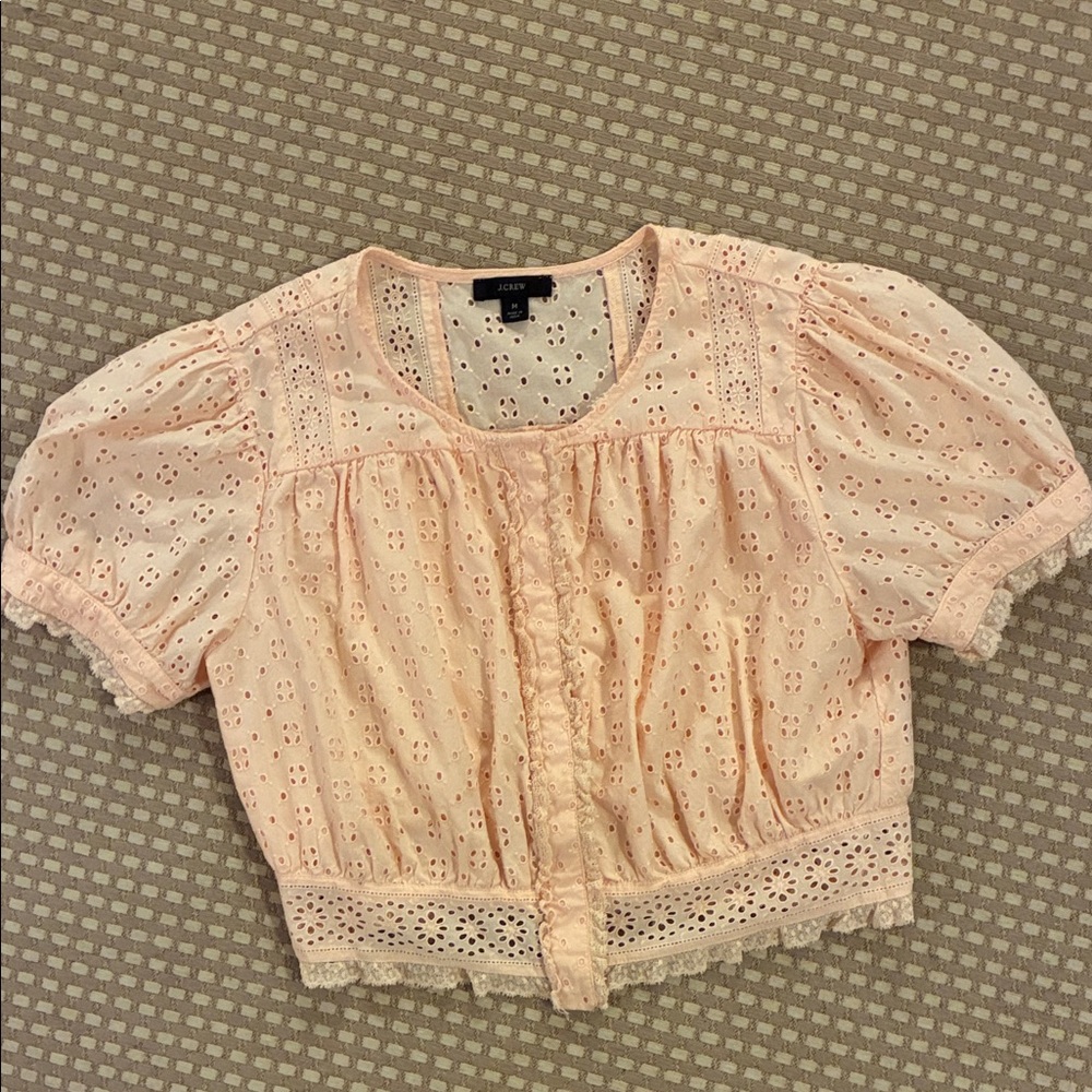 J. Crew Peach Eyelet Blouse